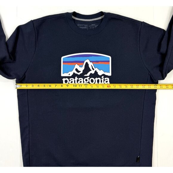 Patagonia Mens Sweatshirt Fitz Roy Horizons Uprisal Crew Size Large Navy Blue - Picture 9 of 10